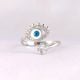 92.5 Sterling Silver Light Blue Evil Eye Lash Ring